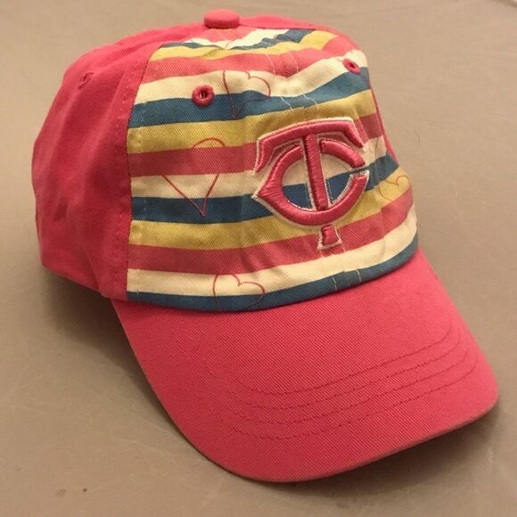 Fan Favorite Kid's Minnesota Twins MLB Pink Striped Baseball Hat - Picture 2 of 13